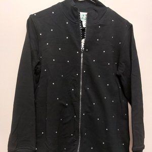 Quacker Factory Rhinestone Zip Up w Rhinestone Zipper - NWT - S - Christmas